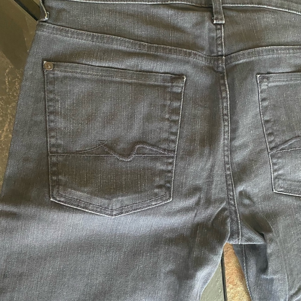 7 For All Mankind Gray Distressed Slim Jeans - Picture 10 of 13